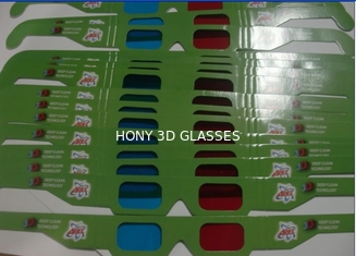 Vidrios rojos y ciánicos del anáglifo 3D con el marco del papel de imprenta de Customied