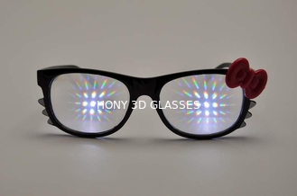 Vidrios plásticos de la difracción del fuego artificial, vidrios del arco iris del Hello Kitty